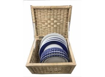 Pottery Italian Barn Blue & White Bowls And White English Ironstone Plates