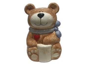 Classic Vintage Ceramic Bear With Heart Cookie Jar
