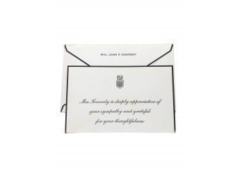 Acknowledgement Card For Condolences From Mrs. John F. Kennedy