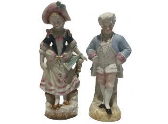 Pair Antique Stafforshire Style Statues Of Man & Woman