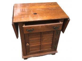Vintage Maple 1-Drawer 1-Door Cabinet With Drop Leaf Sides