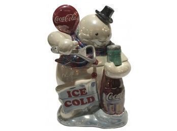 Classic Coca-Cola Luster Snowman Cookie Jar