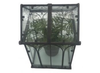 Victorian Style Glass And Lead Terrarium With Faux Fern (2 Of 2)
