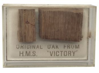 Vintage Piece Of History, 2 Pcs Oak From The British Flagship HMS Victory In Plastic Case