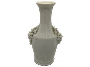 Antique English Parian Vase With High Relief Grapes And Leaves On 2-Sides
