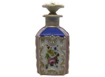 Antique Hand-Painted French Porcelain Liqueur Bottle With Stopper