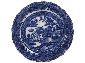 Marked 'Blue Willow' (with Crown) Scalloped Edge Saucer, 5.75' Diam.