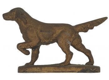 Heavy VIctorian Cast Iron Irish Setter Dog Statue With Original Gold Cold Paint