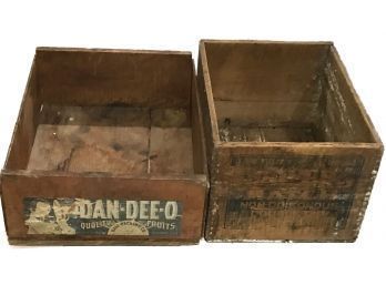 Antique Pair Similar Wooden Advertising Crates
