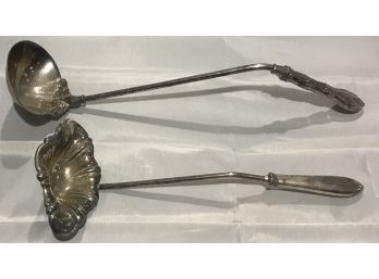 2 Antique Silver Plated Punch Ladles