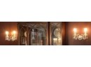 Pair Of Gorgeous Crystal Wall Sconces With Hanging Crystal Prisms