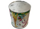 Vintage Baby's Padded Diaper Hamper And Colorful Child's Themed Storage Tin