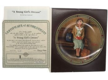 Knowles Collectible China 8.5' Diam Plate, ' A Young Girl's Dream', Norman Rockwell, Original Box, No 8101H