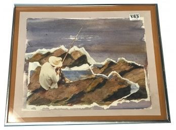 Judith Mitchel, Newport, Framed 2-D Watercolor And Paper-cut Design, 17.25' X 14.25'