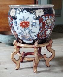 Antique Chinese Porcelain Fishbowl On Stand
