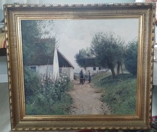 Neils Walseth (Swiss/Danish, 1914-2001) Oil On Canvas - At The Farm