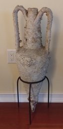 Roman Pottery Wine Amphora Vase Vessel On Iron Stand