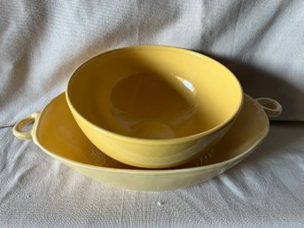 Yellow Maioliche Jessica Serving Dish With Bowl From Portugal