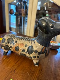 Vintage Tonala Mexican Hand Painted Pottery Daschund