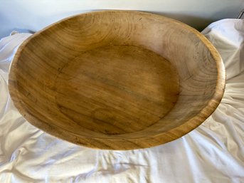 Very Large Handmade Wooden Bowl On Wrought Iron Stand