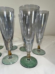 Vintage Set Of 8 Blue Pilsner/Wine Glasses