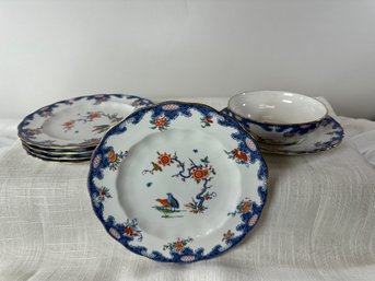 Royal Crown Derby Plate Set Of 5, One Bowl With Charger