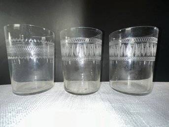 Etched Glass Tumblers Set Of 3