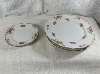 Limoges For A.t. Wiley & Co. Montreal Floral Plates 9.5 Dia Set Of 3, 6.5' Dia. Set Of 2