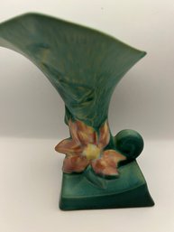 Roseville Lilly Cornucopia Blue-Green Vase