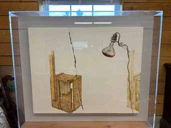 'crate/Lamp' Original Artwork By Salmon Harris, 1986 Encaustic On Masonite With COA