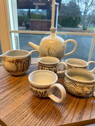 Vintage Blom Pottery Mugs & Teapot