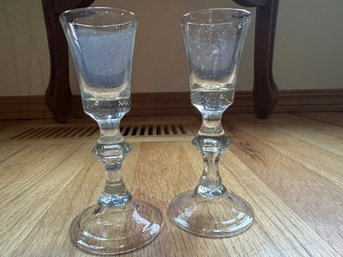 Set Of Two Mid 18th Century Baluster Wine Glasses