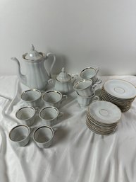 Walbrzych Polish Fine China Teapot, Sugar Bowl, 8 Cups 24 Saucers