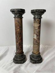 Set Of 2 Vintage Marble Pillars 12.5' H 3'
