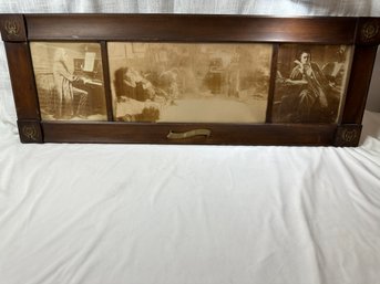 Framed Antique Artwork Depicting Violin & Piano Playing