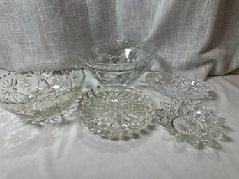 Elegant Vintage Crystal And Pressed Glass Serving Dishes