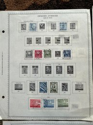 1950's Swedish Stamps 5 Pages Front And Back