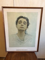 Antique Lithograph Print Of Actress Eleonora Dvse By A N Roussoff, 1893.