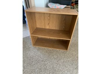 Short Wood Veneer Bookcase With Shelf