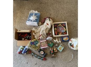 Lot Of Xmas Goods Incl Table Top Decor, Ornaments And Tree Topper
