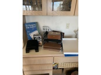 Lot Of Desk Organizers ,file Holders, Tracing Paper