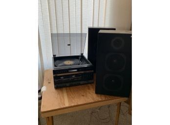 Fisher Stereo, Record & Cassette Player Plus Two Panasonic Thruster Speakers