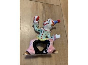 Vintage Ceramic PY Japan Clown Playing With Ball Figurine