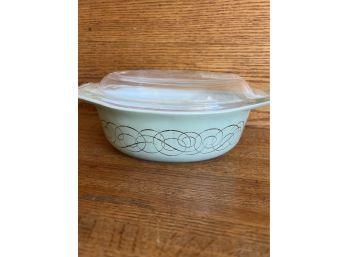 Pyrex Green Scroll Covered Casserole Dish 043 With Lid