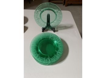 Central Glass Works Morgan Etch Plate Green Depression