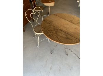 Vintage Ice Cream Table And 1 Heart Back Chair