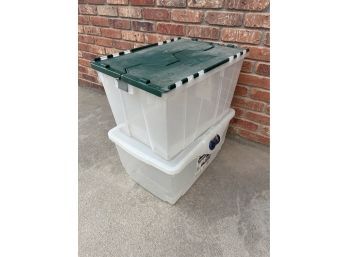 2 Plastic Totes With Lids