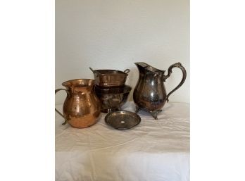 Mixed Lot Of Silverplate, Brass Bowls And Planters
