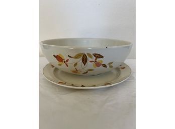 Hall Jewel Tea Autumn Leaf Plate And Serving Bowl