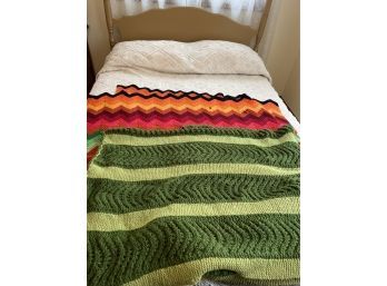 2 MCM Crocheted  Afghans, One Has Damage